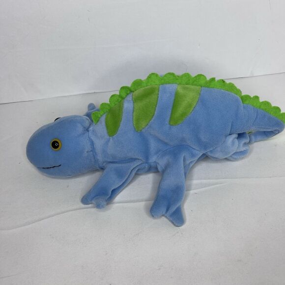 LOT Of 2 Caltoy Blue Orange Plush Pretend Play Iguana Lizard Hand Puppet - Picture 5 of 10